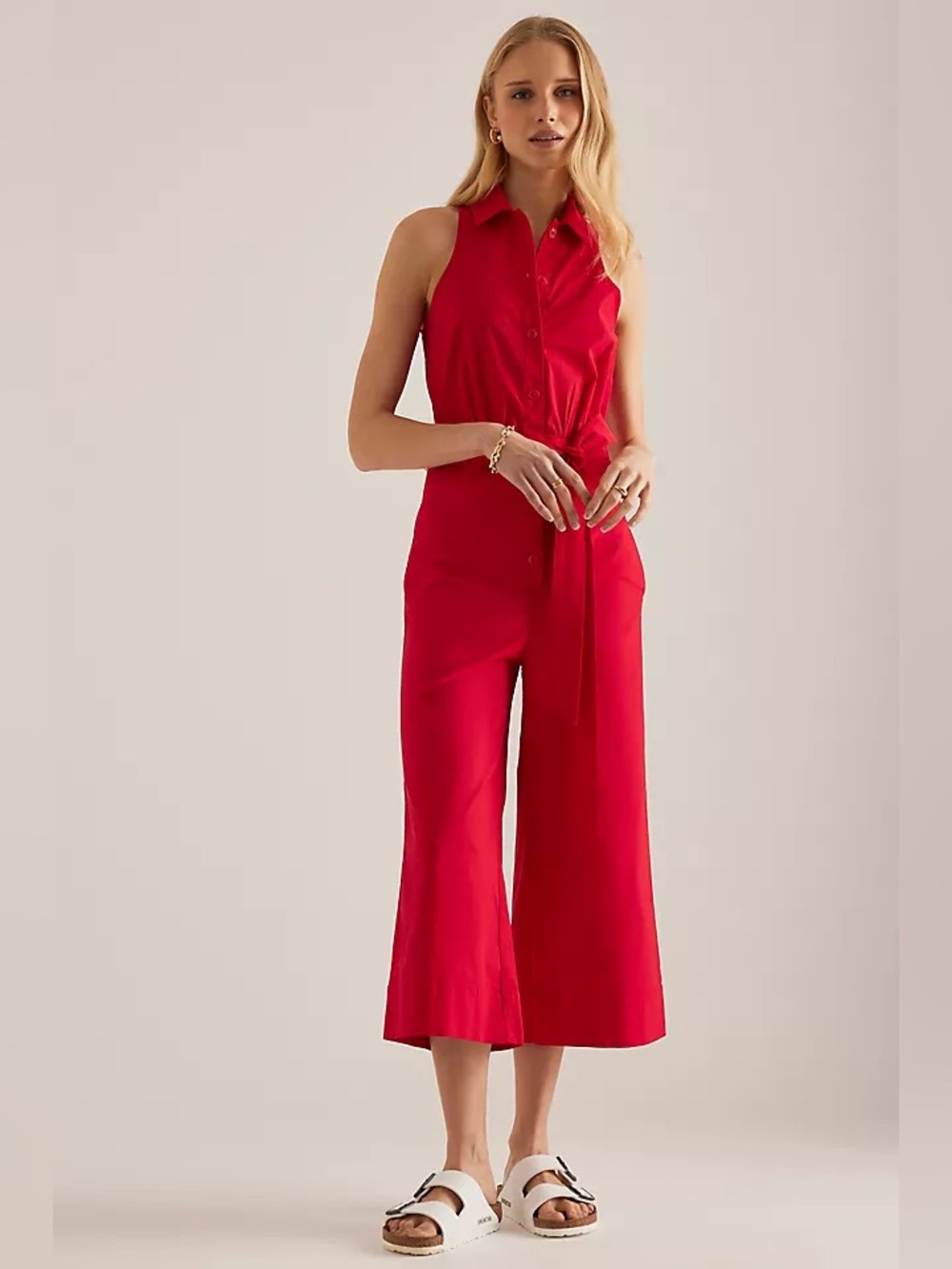NWT Maeve Red Cropped Halter Jumpsuit - 6P